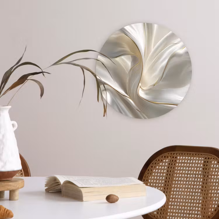 Stof - Plooien - Goud Wandcirkel plexiglas klein -sfeer4