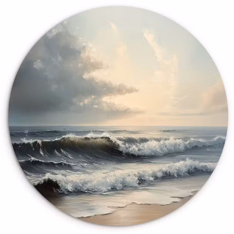 Strand - Zee - Zonsondergang Wandcirkel plexiglas klein -3d
