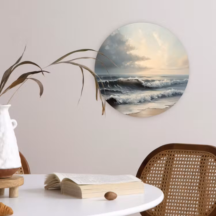 Strand - Zee - Zonsondergang Wandcirkel plexiglas klein -sfeer4