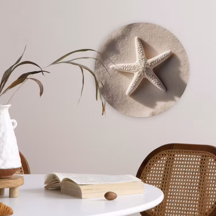 Strand - Zeester - Zand - Beige Wandcirkel plexiglas klein -sfeer4