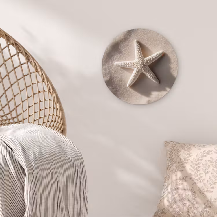 Strand - Zeester - Zand - Beige Wandcirkel plexiglas klein -sfeer5