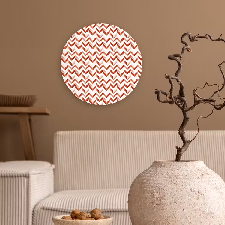 Strepen - Rood - Wit - Patroon Wandcirkel plexiglas klein 852 -sfeer1