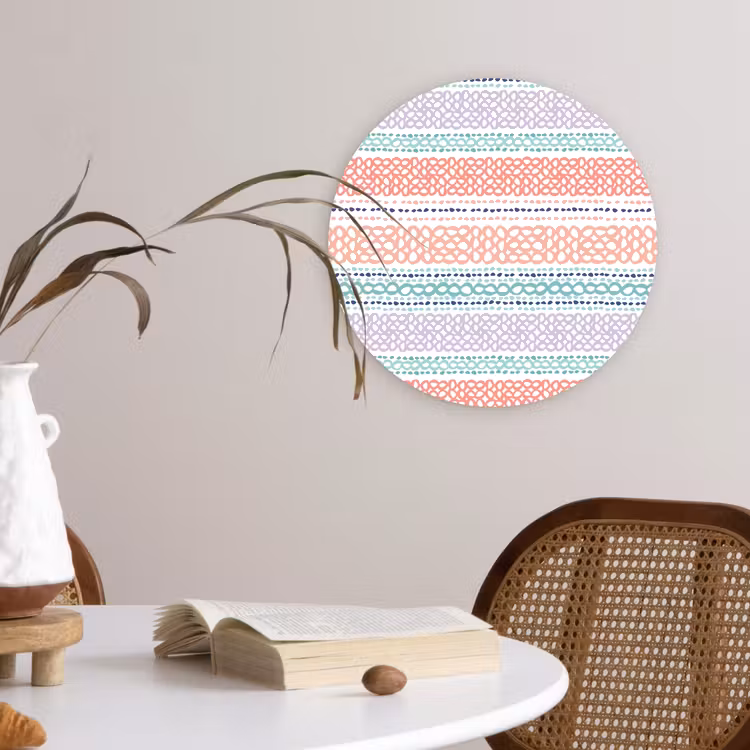 Strepen - Zomer - Kleuren Wandcirkel plexiglas klein 852 -sfeer4