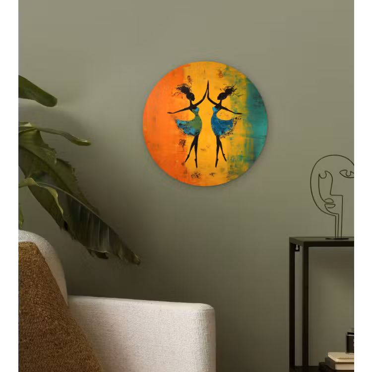 Dansen - Vrouwen - Verfstructuur Wandcirkel plexiglas klein -sfeer3