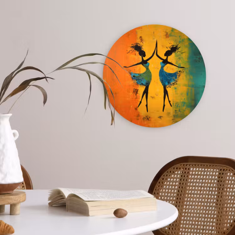 Dansen - Vrouwen - Verfstructuur Wandcirkel plexiglas klein -sfeer4