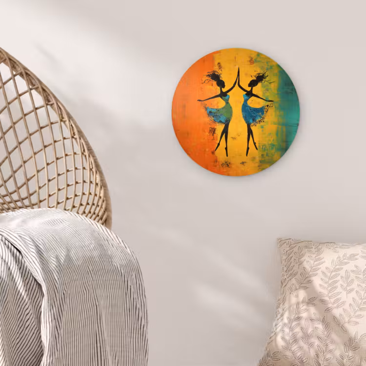 Dansen - Vrouwen - Verfstructuur Wandcirkel plexiglas klein -sfeer5