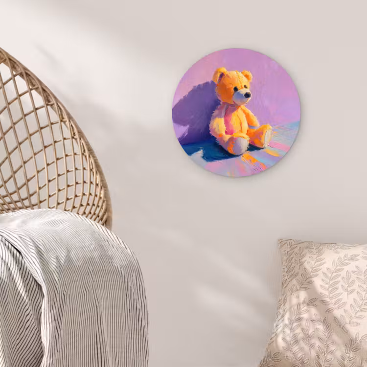 Teddybeer - Schaduw - Penseelstreken - Paars Wandcirkel plexiglas klein -sfeer5