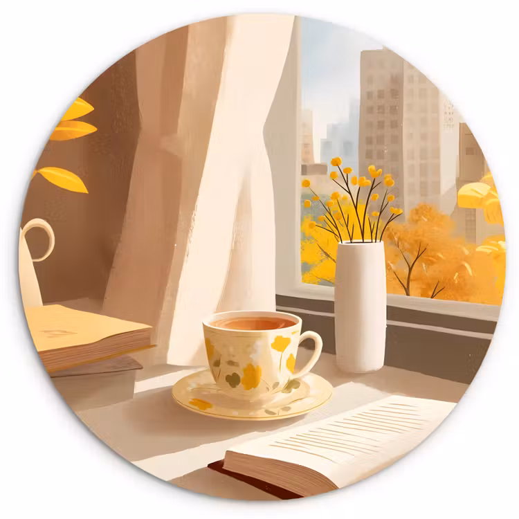 Thee - Boek - Thee - Herfst Wandcirkel plexiglas klein -3d