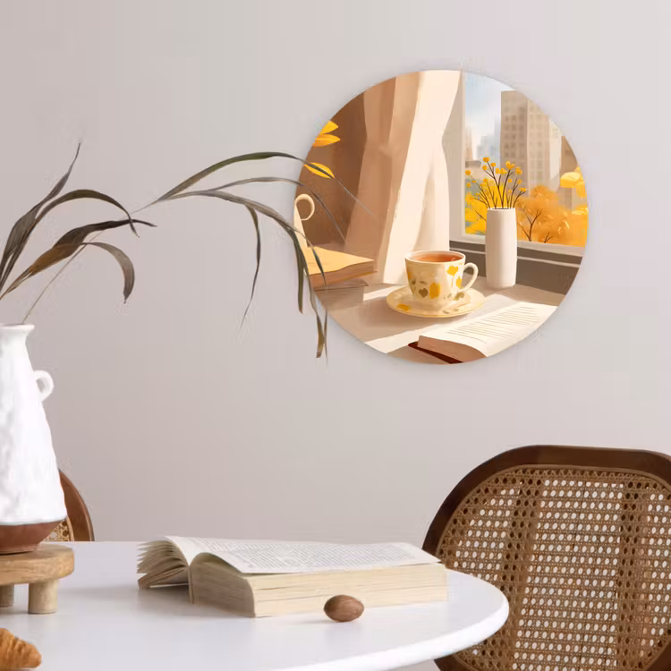 Thee - Boek - Thee - Herfst Wandcirkel plexiglas klein -sfeer4