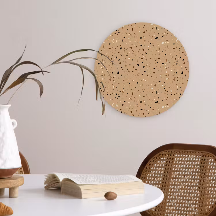 Terrazzo - Patroon - Beige Wandcirkel plexiglas klein 852 -sfeer4
