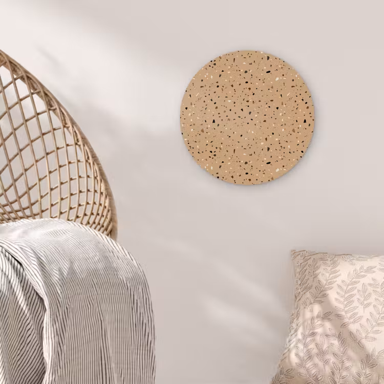 Terrazzo - Patroon - Beige Wandcirkel plexiglas klein 852 -sfeer5
