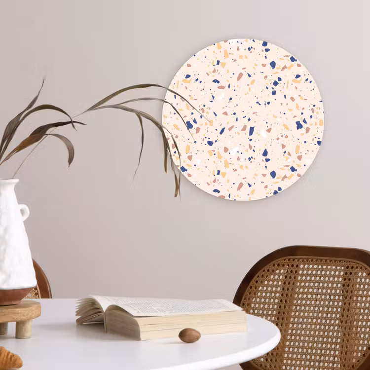 Terrazzo - Patroon - Kleurrijk - Indigo Wandcirkel plexiglas klein 852 -sfeer4