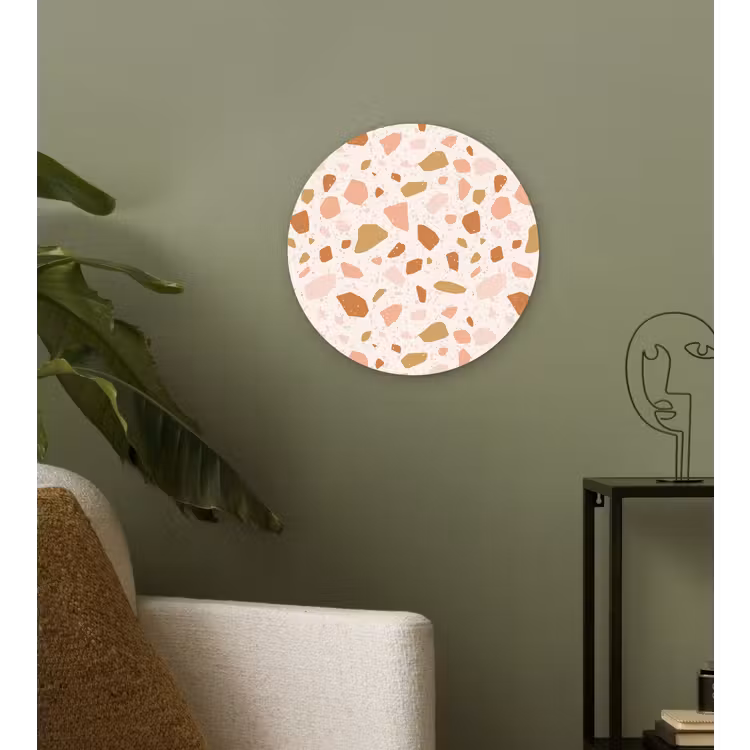 Terrazzo - Patroon - Kleurrijk - Zalm Wandcirkel plexiglas klein 852 -sfeer3