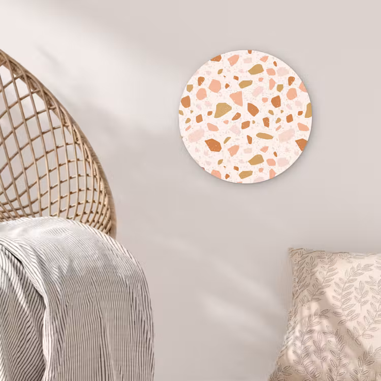 Terrazzo - Patroon - Kleurrijk - Zalm Wandcirkel plexiglas klein 852 -sfeer5