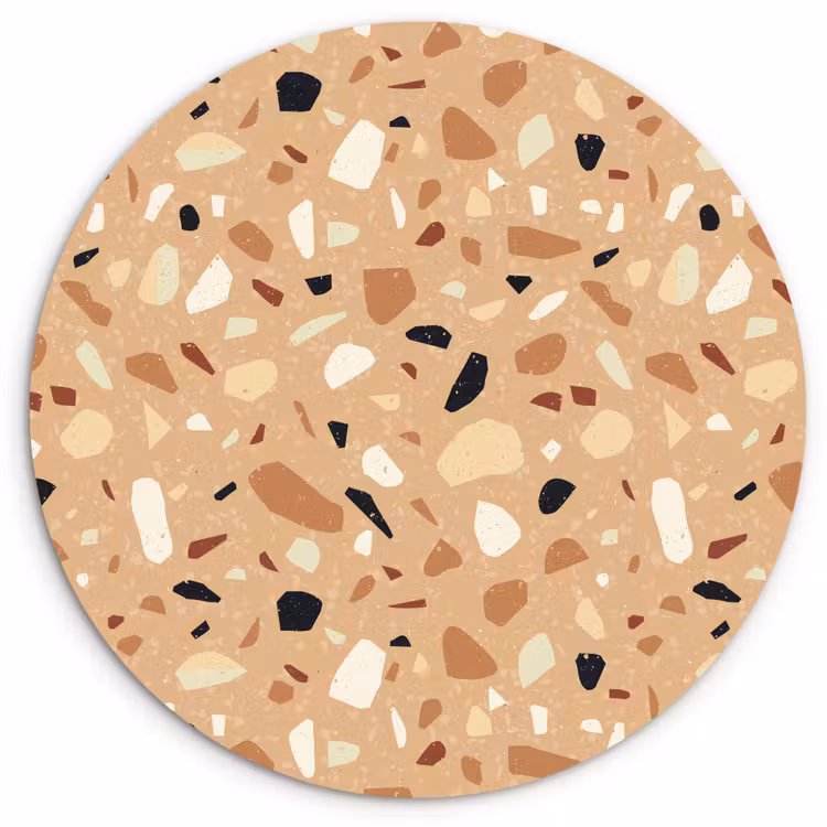 Terrazzo - Patroon - Kleurrijk - Oranje Wandcirkel plexiglas klein 852 -3d