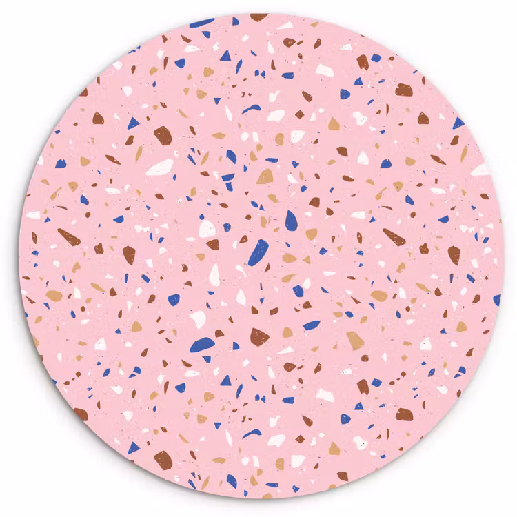 Terrazzo - Patroon - Kleurrijk - Roze Wandcirkel plexiglas klein 852 -3d