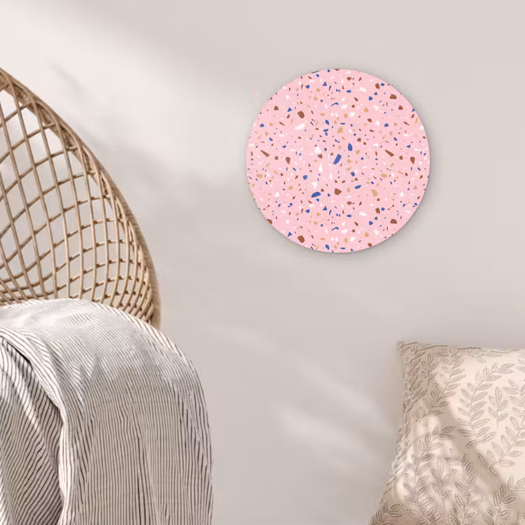Terrazzo - Patroon - Kleurrijk - Roze Wandcirkel plexiglas klein 852 -sfeer5