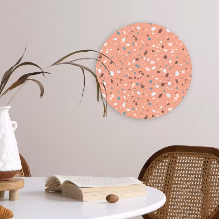 Terrazzo - Patroon - Kleurrijk - Roze - Blauw Wandcirkel plexiglas klein 852 -sfeer4