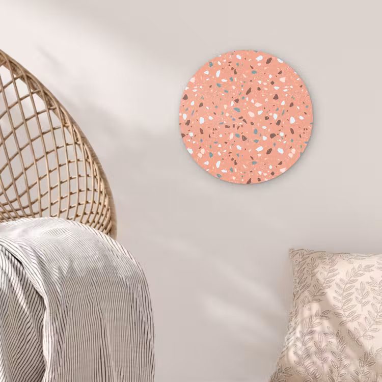 Terrazzo - Patroon - Kleurrijk - Roze - Blauw Wandcirkel plexiglas klein 852 -sfeer5