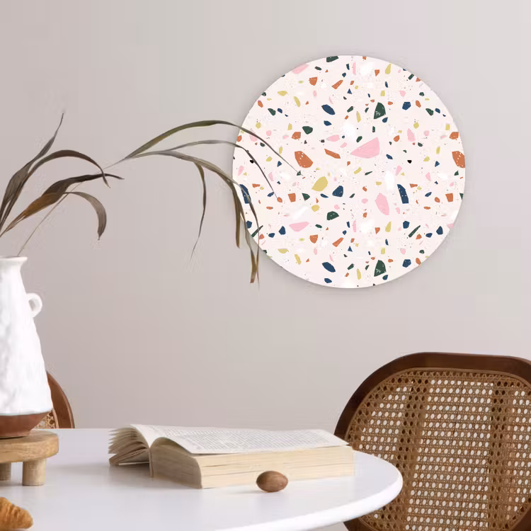 Terrazzo - Patroon - Kleurrijk Wandcirkel plexiglas klein 852 -sfeer4