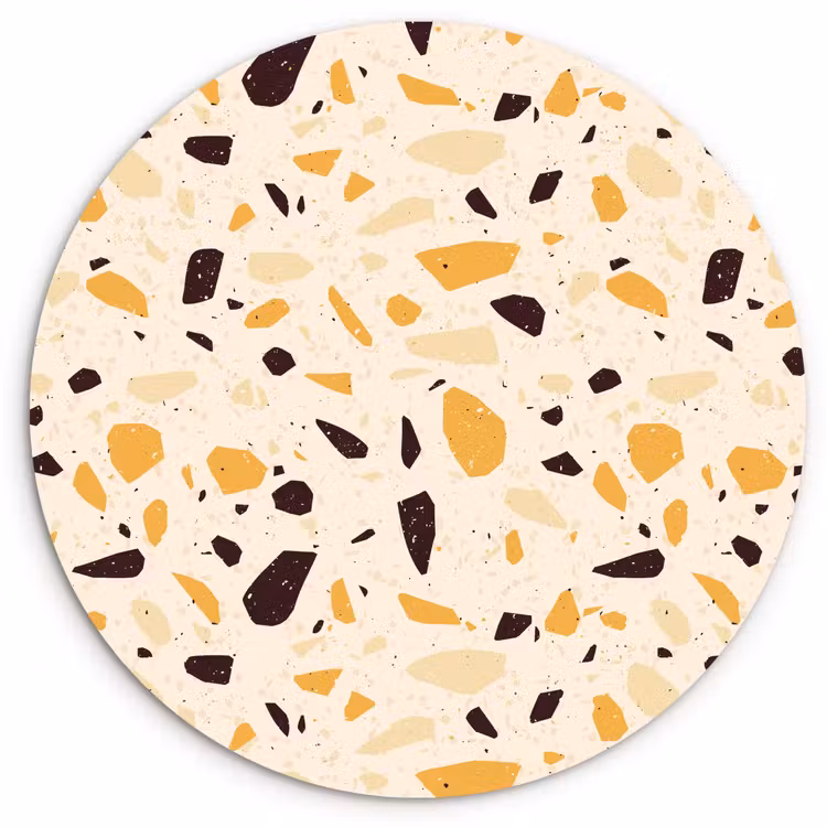 Terrazzo - Patroon - Geel - Wandcirkel plexiglas klein 852 -3d