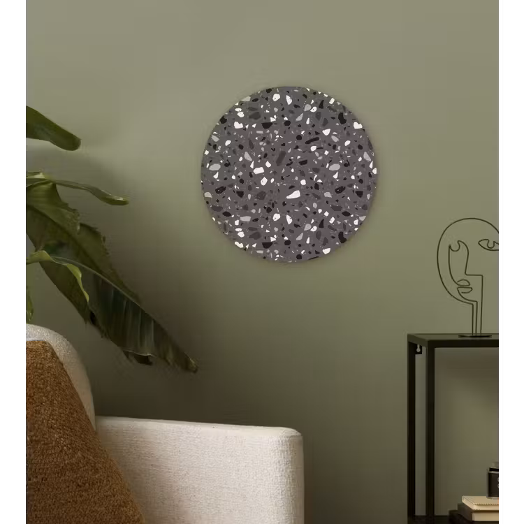 Terrazzo - Patroon - Grijs Wandcirkel plexiglas klein 852 -sfeer3