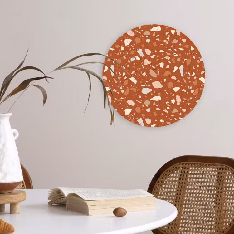 Terrazzo - Patroon - Klei Wandcirkel plexiglas klein 852 -sfeer4