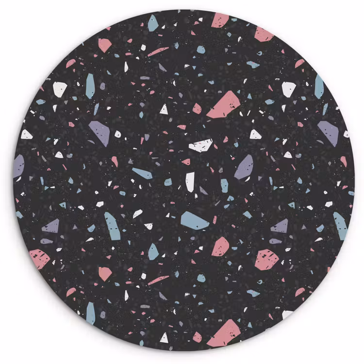 Terrazzo - Patroon - Zwart - Zacht Wandcirkel plexiglas klein 852 -3d