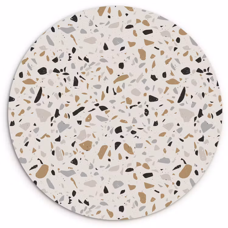 Terrazzo - Patroon - Staal Wandcirkel plexiglas klein 852 -3d