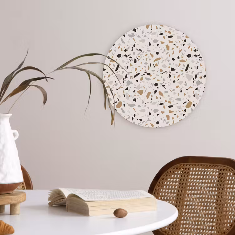 Terrazzo - Patroon - Staal Wandcirkel plexiglas klein 852 -sfeer4