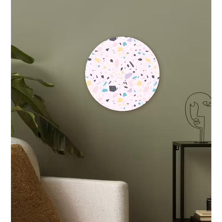 Terrazzo - Patroon - Zacht - Snoep Wandcirkel plexiglas klein 852 -sfeer3