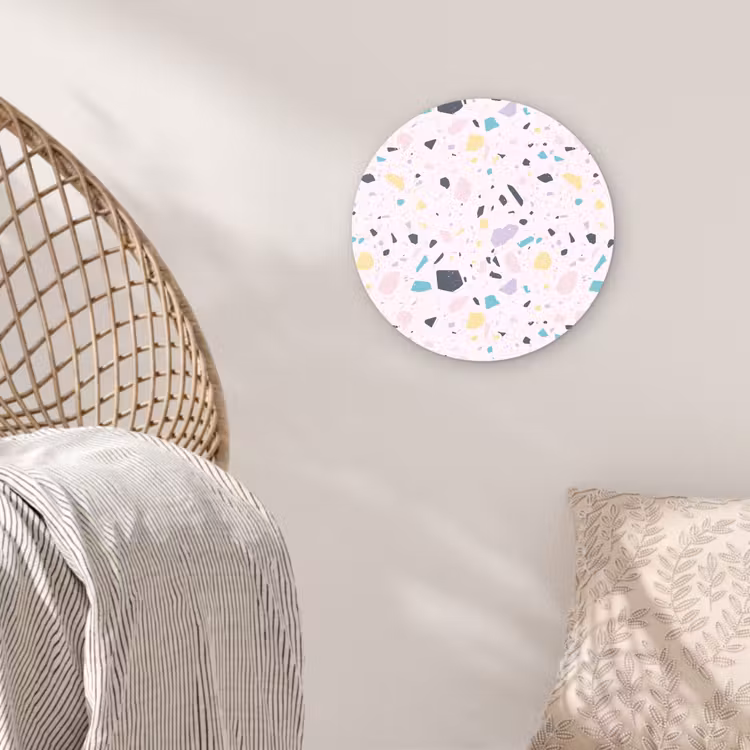 Terrazzo - Patroon - Zacht - Snoep Wandcirkel plexiglas klein 852 -sfeer5