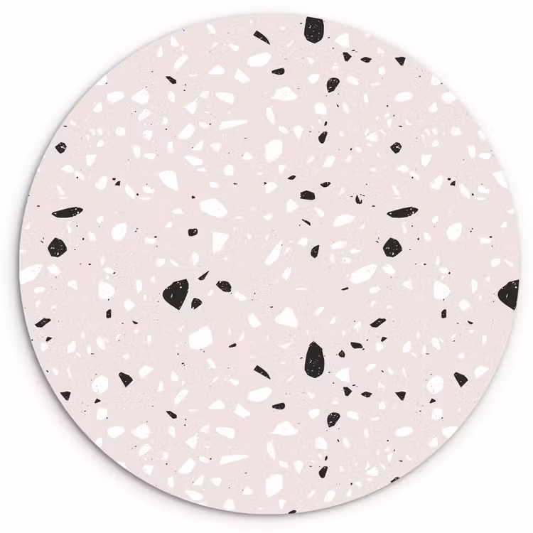 Terrazzo -  Patroon - Zacht - Zwart - Wit Wandcirkel plexiglas klein 852 -3d