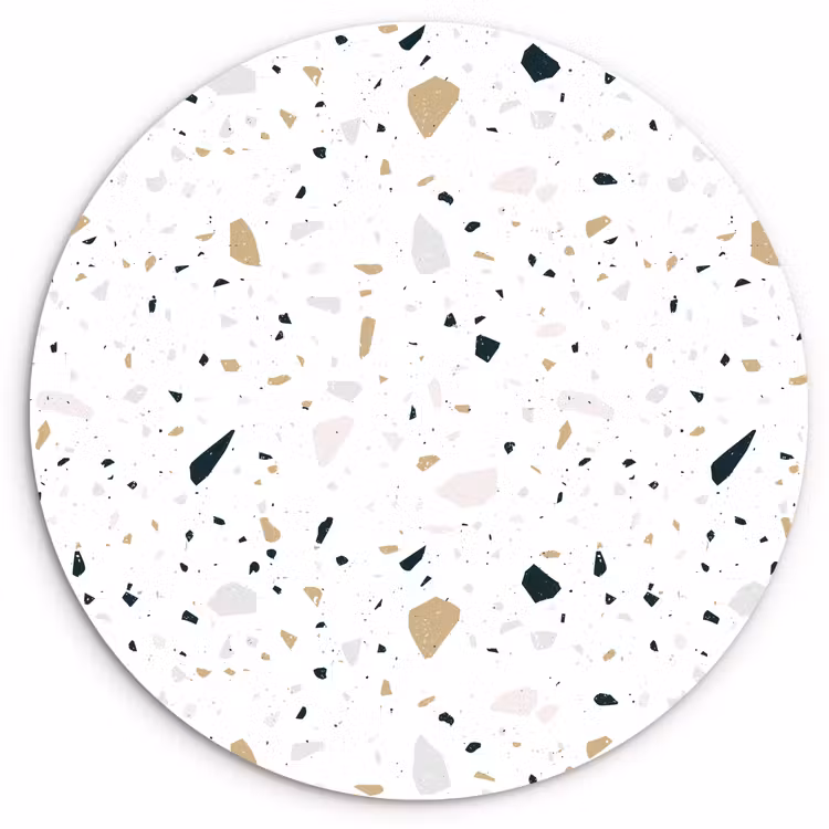 Terrazzo - Patroon - Wit - Neutraal Wandcirkel plexiglas klein 852 -3d