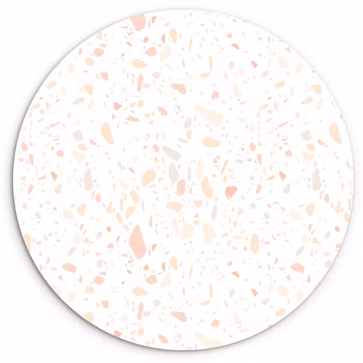 Terrazzo - Patroon - Wit - Perzik Wandcirkel plexiglas klein 852 -3d
