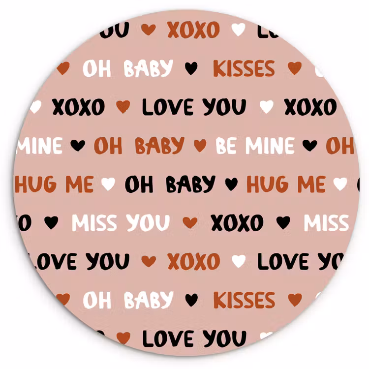Tekst - Liefde - Roze - Patroon Wandcirkel plexiglas klein 852 -3d
