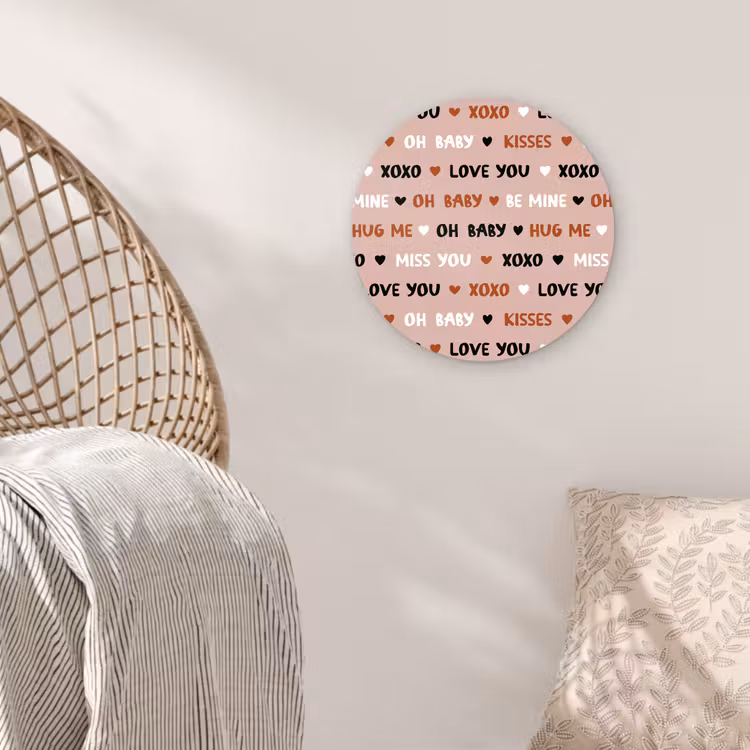 Tekst - Liefde - Roze - Patroon Wandcirkel plexiglas klein 852 -sfeer5