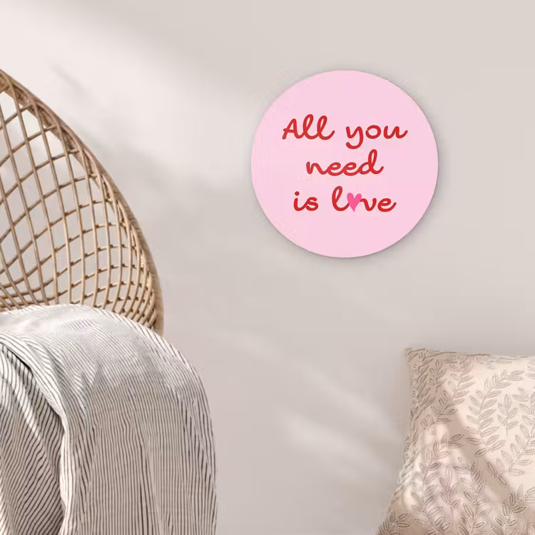 Tekst - Roze - Love - Hart Wandcirkel plexiglas klein -sfeer5