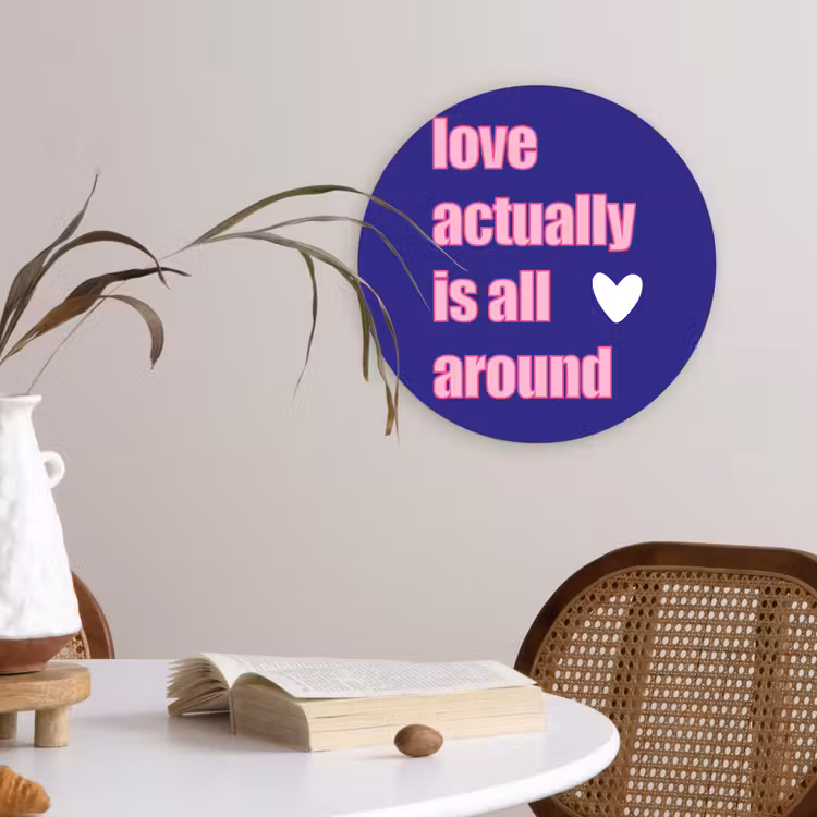 Tekst - Valentijn - Love - Blauw Wandcirkel plexiglas klein -sfeer4