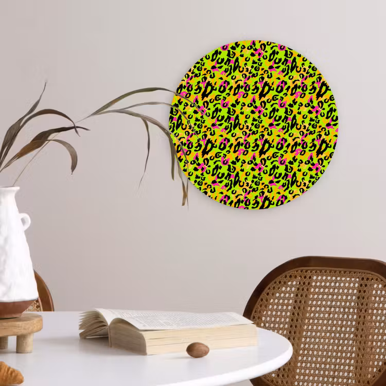 Dieren - Neon - Groen - Panterprint Wandcirkel plexiglas klein 852 -sfeer4