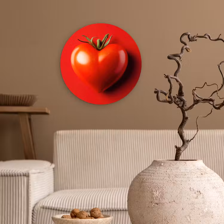 Tomaat - Rood - Hart Wandcirkel plexiglas klein -sfeer1