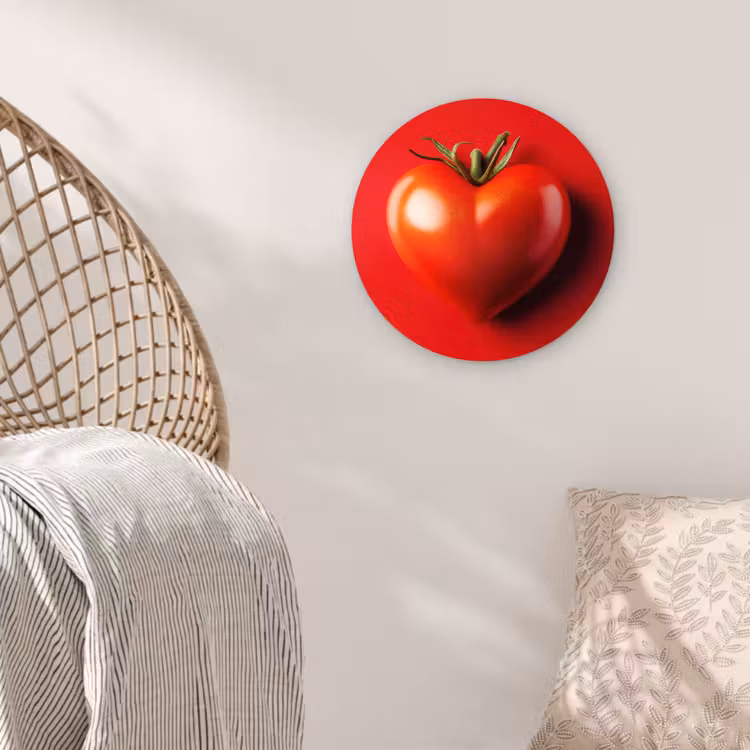 Tomaat - Rood - Hart Wandcirkel plexiglas klein -sfeer5