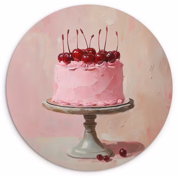 Taart - Pink - Cherry Wandcirkel plexiglas klein -3d