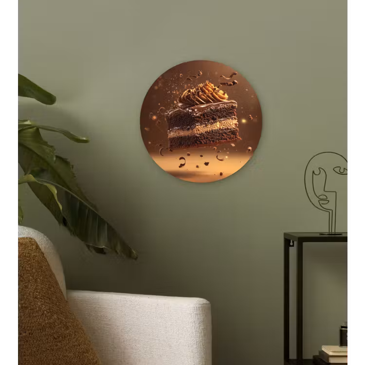 Taart - Chocolade - Eten - Brownie Wandcirkel plexiglas klein -sfeer3