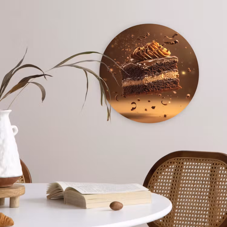 Taart - Chocolade - Eten - Brownie Wandcirkel plexiglas klein -sfeer4