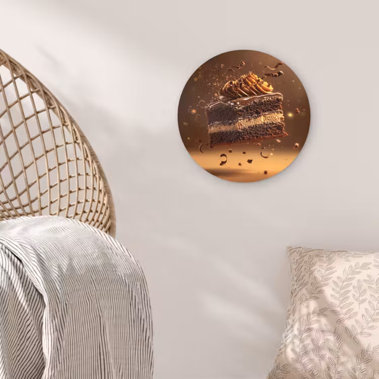 Taart - Chocolade - Eten - Brownie Wandcirkel plexiglas klein -sfeer5