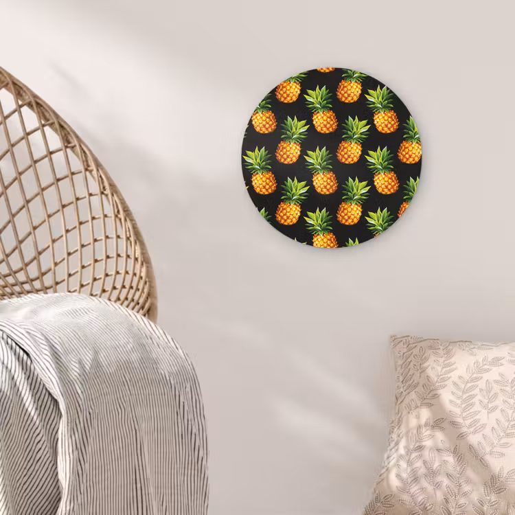 Tropische - Ananas - Zwart Wandcirkel plexiglas klein 852 -sfeer5