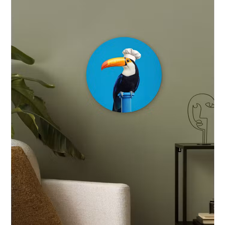 Tucan - Sokkel - Vogel - Koksmuts Wandcirkel plexiglas klein -sfeer3