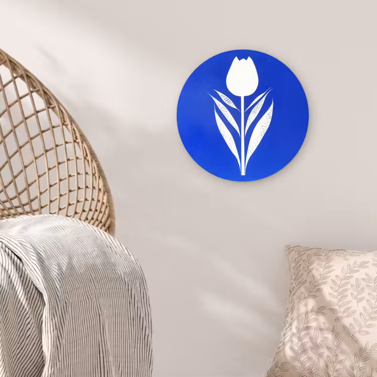 Tulp - Minimalistisch - Bladeren - Wit Wandcirkel plexiglas klein -sfeer5