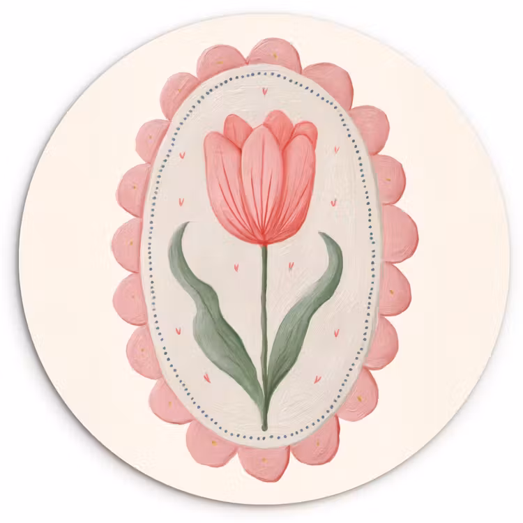 Tulp - Lijst - Ovaal - Illustratie Wandcirkel plexiglas klein -3d